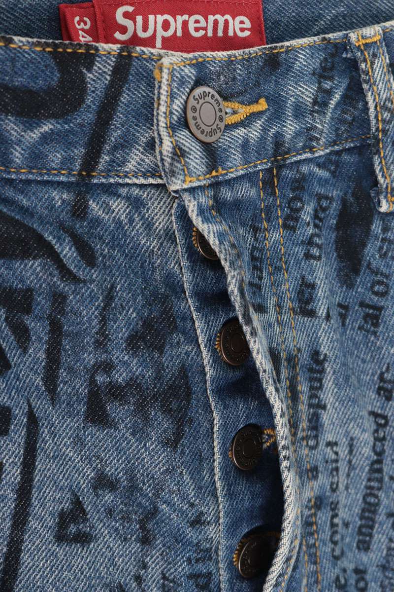 SUPREME 25SS Newspaper Denim Jeans Blue Size 34