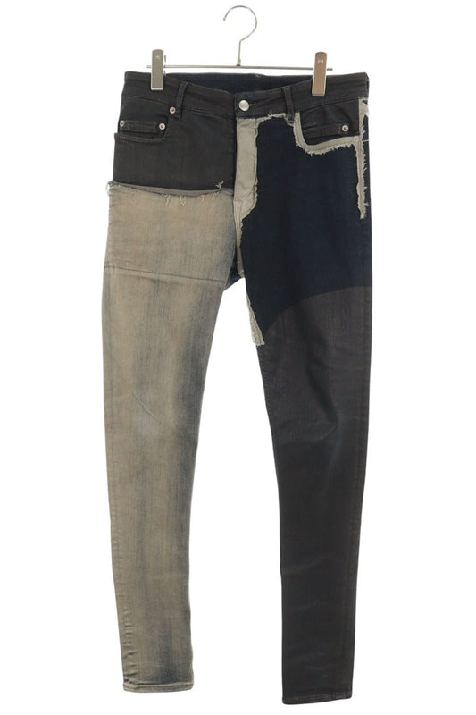 Rick Owens Babel Tyrone Coated Patch Jeans Black Size 32