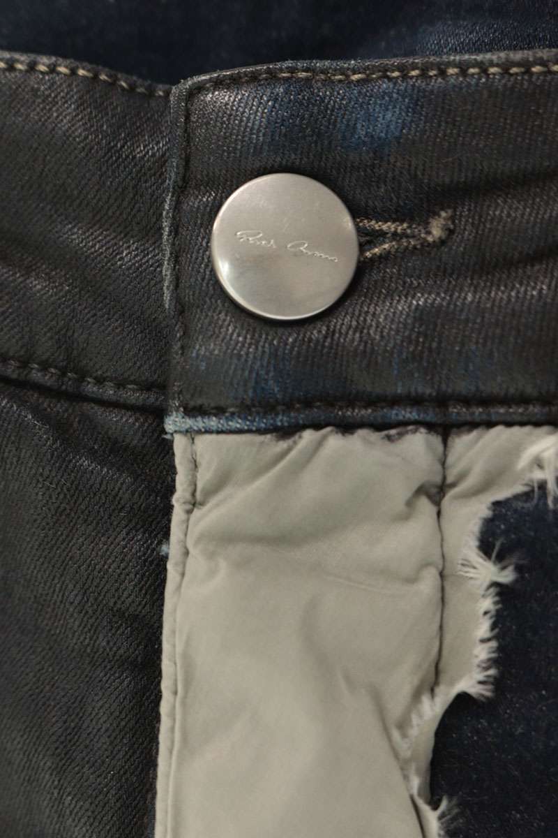 Rick Owens Babel Tyrone Coated Patch Jeans Black Size 32