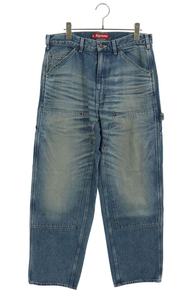 SUPREME Worn Double Knee Denim Painter Jean Blue Size 30