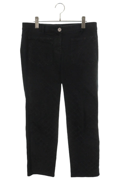 CHANEL Black Velour Quilted Denim Jeans Size 40