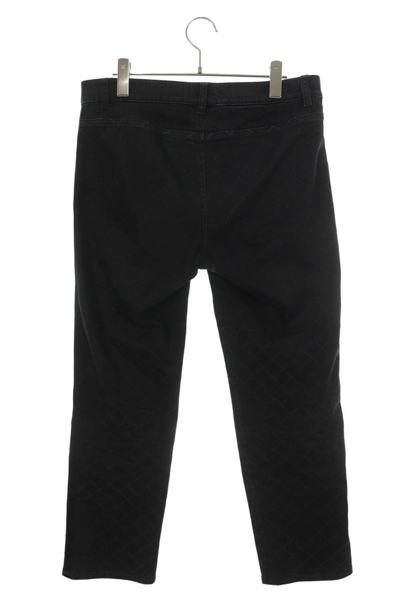 CHANEL Black Velour Quilted Denim Jeans Size 40