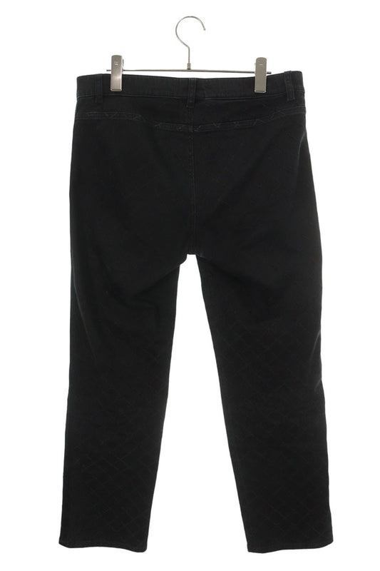 CHANEL Black Velour Quilted Denim Jeans Size 40