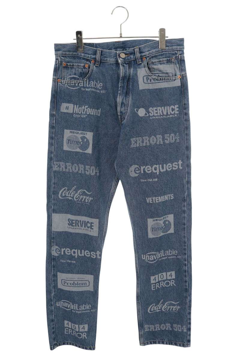 VETEMENTS Company Logo Print Jeans Indigo Size M