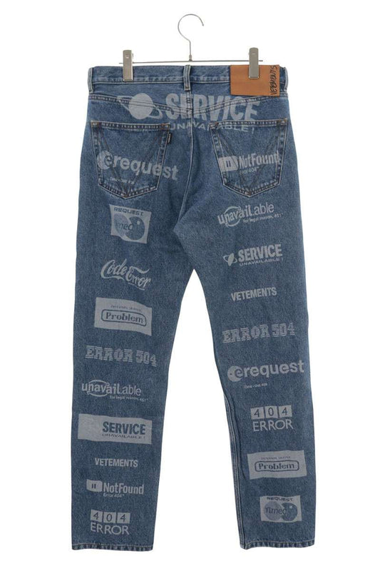 VETEMENTS Company Logo Print Jeans Indigo Size M