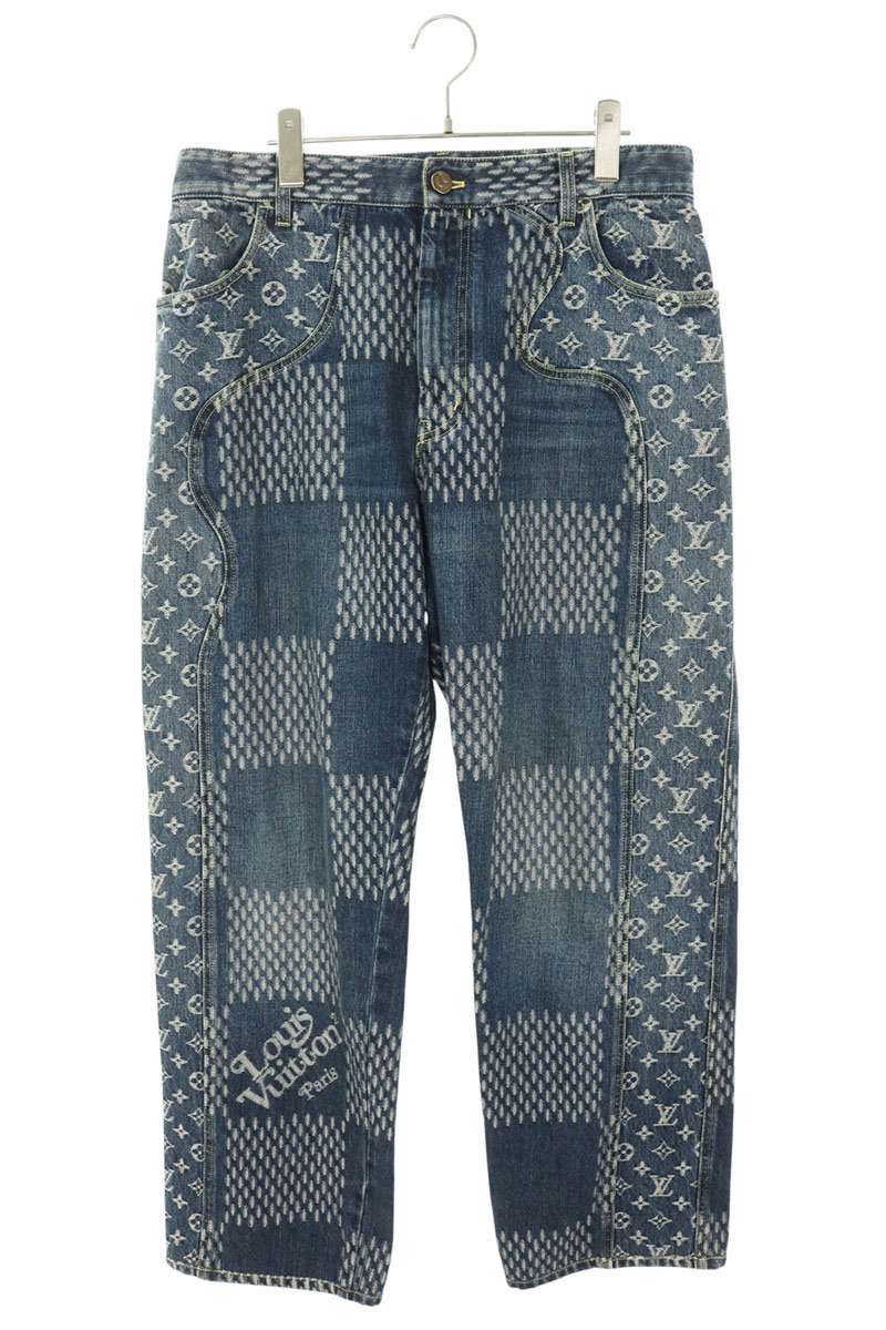 LOUISVUITTON Indigo Giant Damier Wave Monogram Jeans Size 31