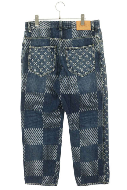 LOUISVUITTON Indigo Giant Damier Wave Monogram Jeans Size 31