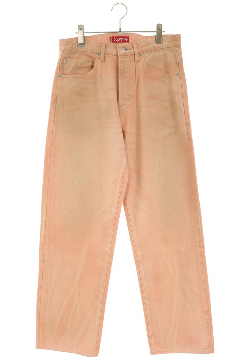 SUPREME 25AW Distressed Loose Fit Jeans Pink Size 30