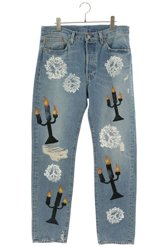 DENIM TEARS x Virgil Abloh Printed Denim Jeans Blue Size 33