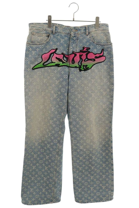 LOUISVUITTON 22SS Graffiti Monogram Denim Jeans Size 32