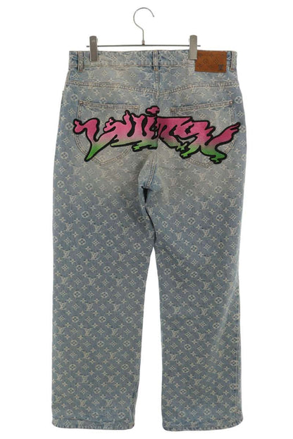 LOUISVUITTON 22SS Graffiti Monogram Denim Jeans Size 32