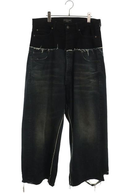BALENCIAGA Cut-Up Damaged Baggy Indigo Denim Size M