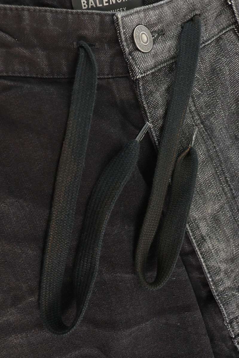 BALENCIAGA Black Gray FIFTY-FIFTY Docking Denim Size XL