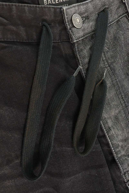 BALENCIAGA Black Gray FIFTY-FIFTY Docking Denim Size XL