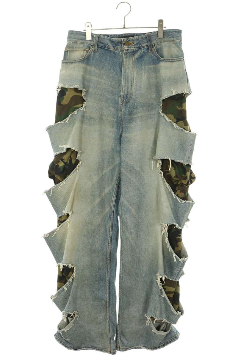 BALENCIAGA 21AW Camo Layered Crash Jeans Size S