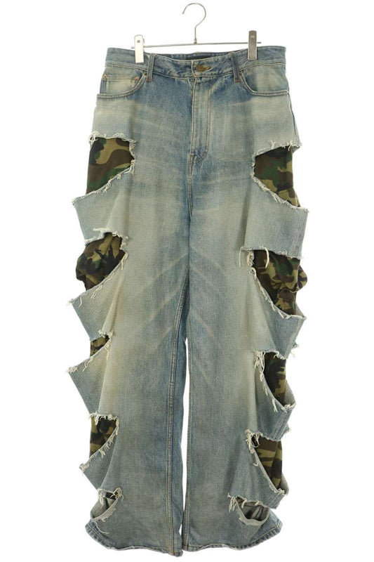 BALENCIAGA 21AW Camo Layered Crash Jeans Size S