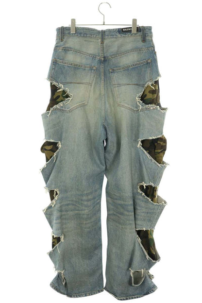 BALENCIAGA 21AW Camo Layered Crash Jeans Size S