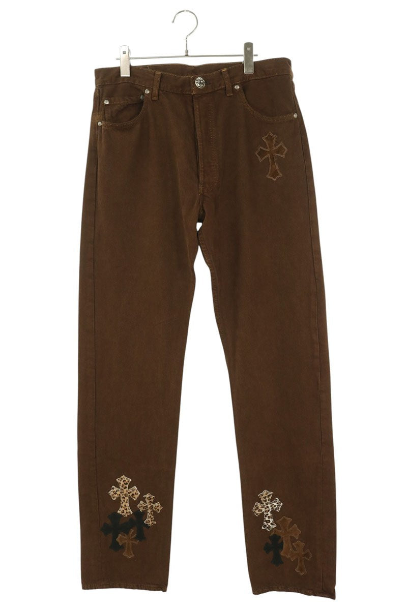 Chrome Hearts Leopard Calf Hair Cross Washed Denim Size 32