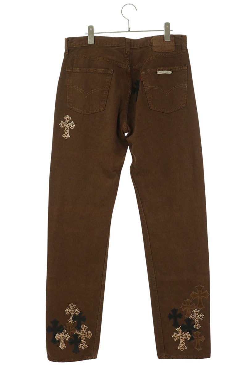 Chrome Hearts Leopard Calf Hair Cross Washed Denim Size 32