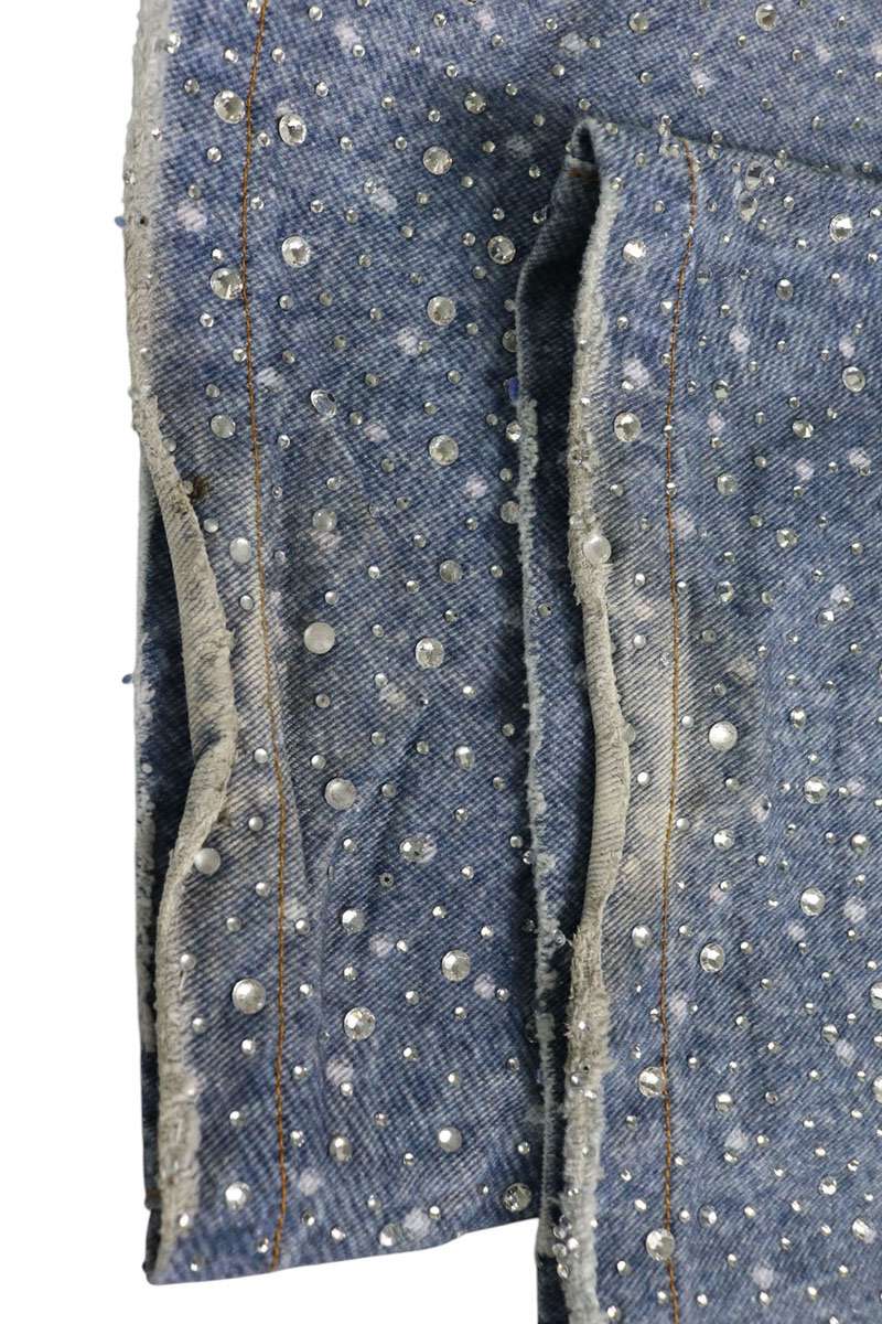 Birth Of Royal Child Rhinestone Washed Jeans Indigo Size L