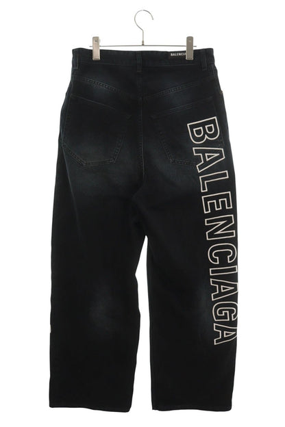BALENCIAGA Outline Logo Wide Black Denim Size XS