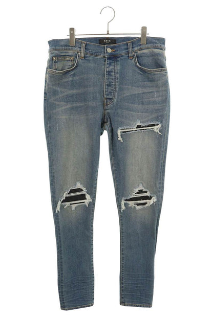 AMIRI MX1 Distressed Biker Skinny Jeans Blue Size 34