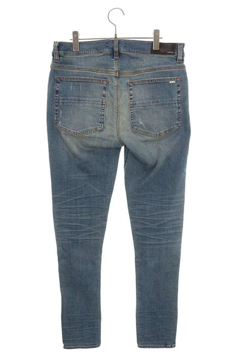AMIRI MX1 Distressed Biker Skinny Jeans Blue Size 34