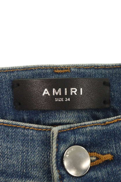 AMIRI MX1 Distressed Biker Skinny Jeans Blue Size 34