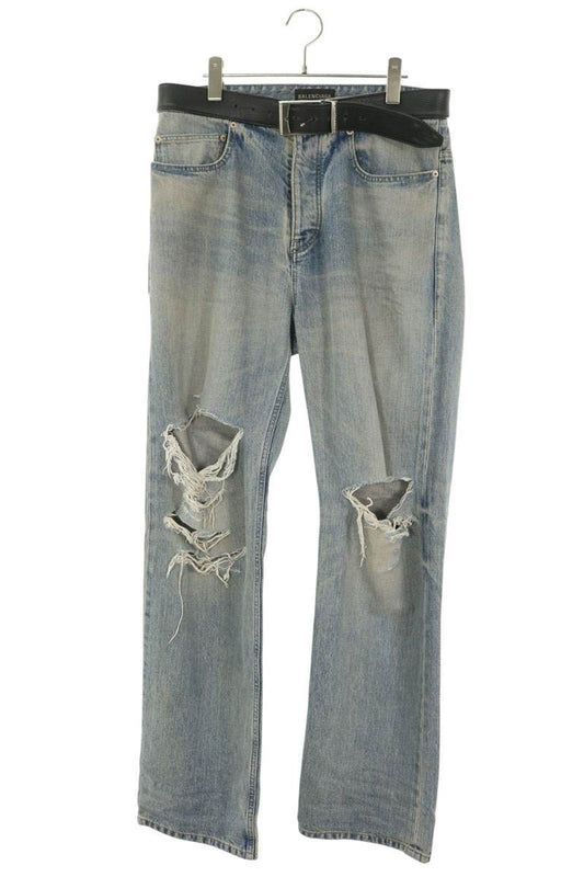 BALENCIAGA 794217 TQW55 Belted Vintage Jeans Blue Size M
