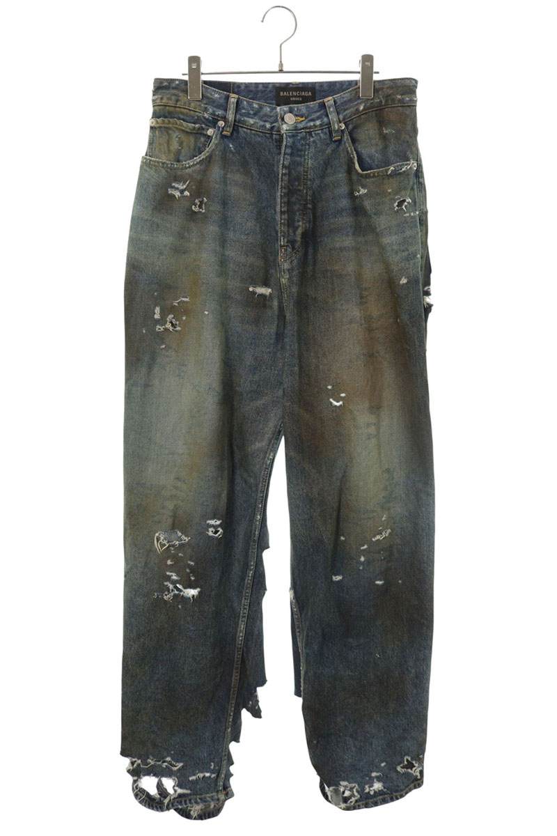 BALENCIAGA Indigo Super Destroy Baggy Jeans Size XS