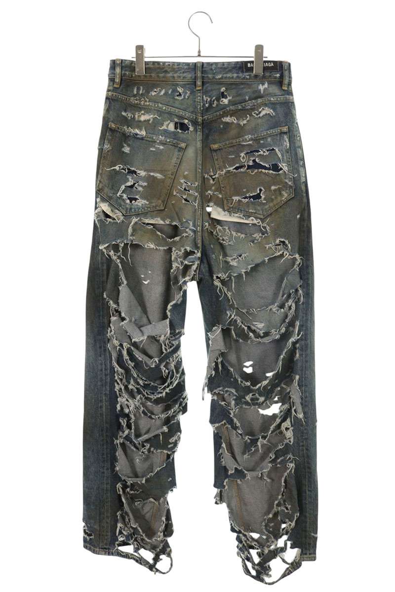 BALENCIAGA Indigo Super Destroy Baggy Jeans Size XS