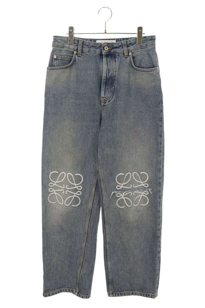 LOEWE Indigo Anagram Embroidered Baggy Jeans Size 46