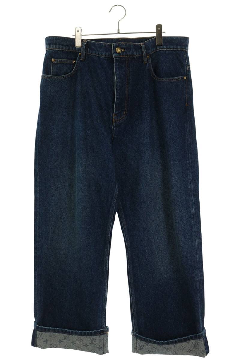 LOUISVUITTON Signature Turn-Up Denim Jeans Size 36