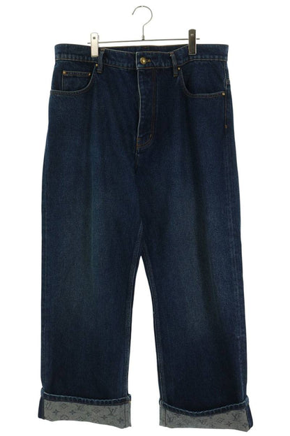LOUISVUITTON Signature Turn-Up Denim Jeans Size 36