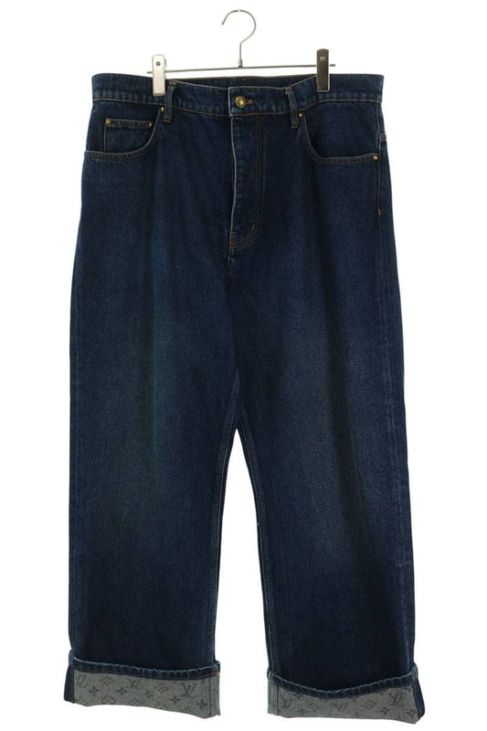 LOUISVUITTON Signature Turn-Up Denim Jeans Size 36