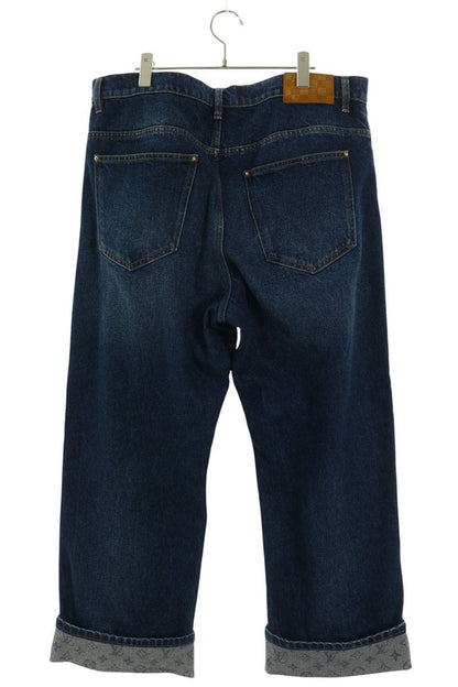 LOUISVUITTON Signature Turn-Up Denim Jeans Size 36