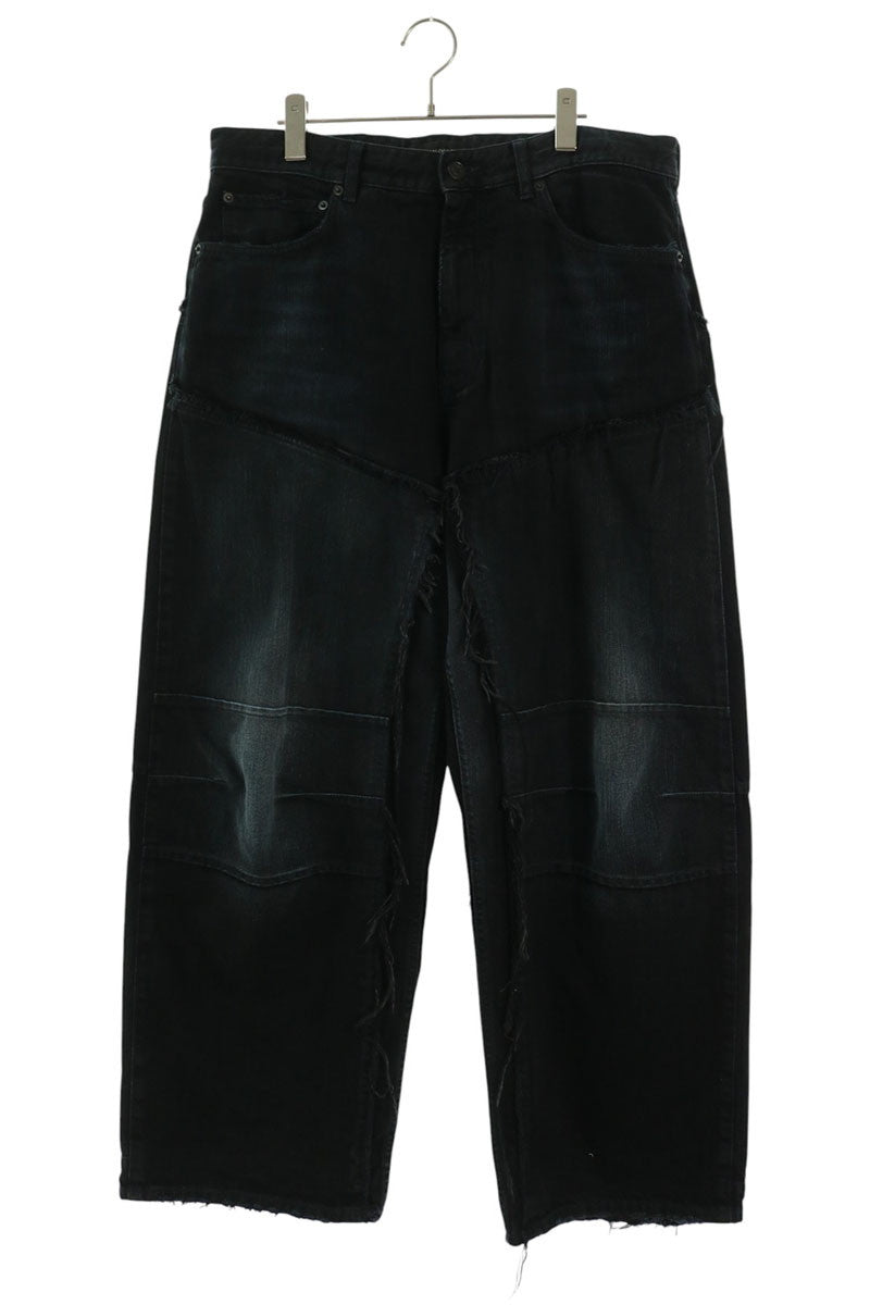 BALENCIAGA Double Knee Wide Denim Jeans Black Size S