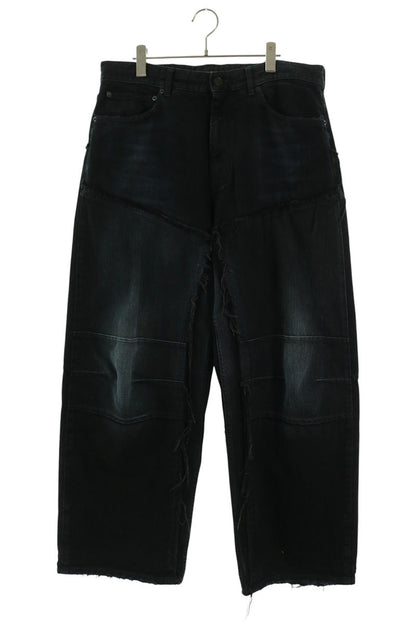 BALENCIAGA Double Knee Wide Denim Jeans Black Size S