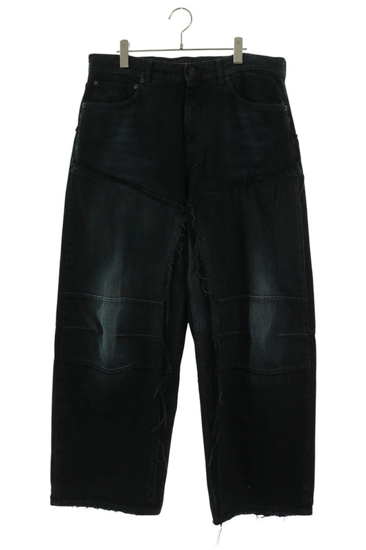BALENCIAGA Double Knee Wide Denim Jeans Black Size S