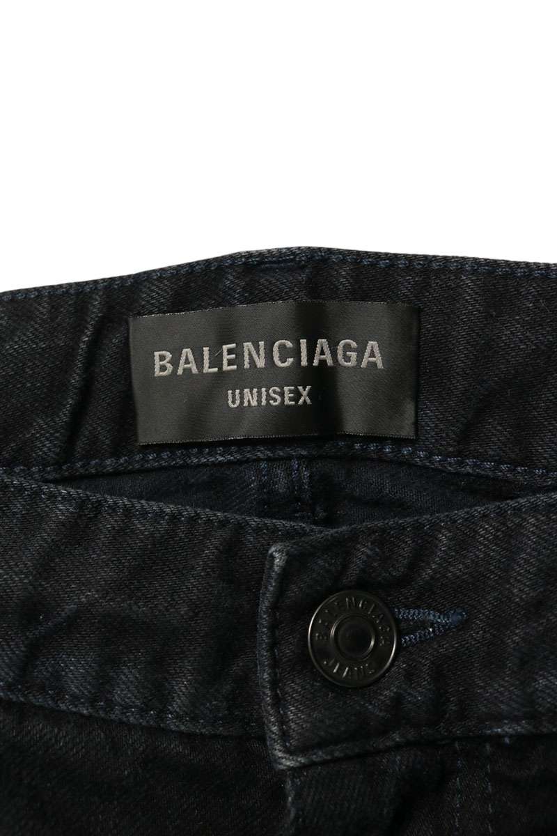 BALENCIAGA Double Knee Wide Denim Jeans Black Size S