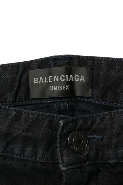 BALENCIAGA Double Knee Wide Denim Jeans Black Size S