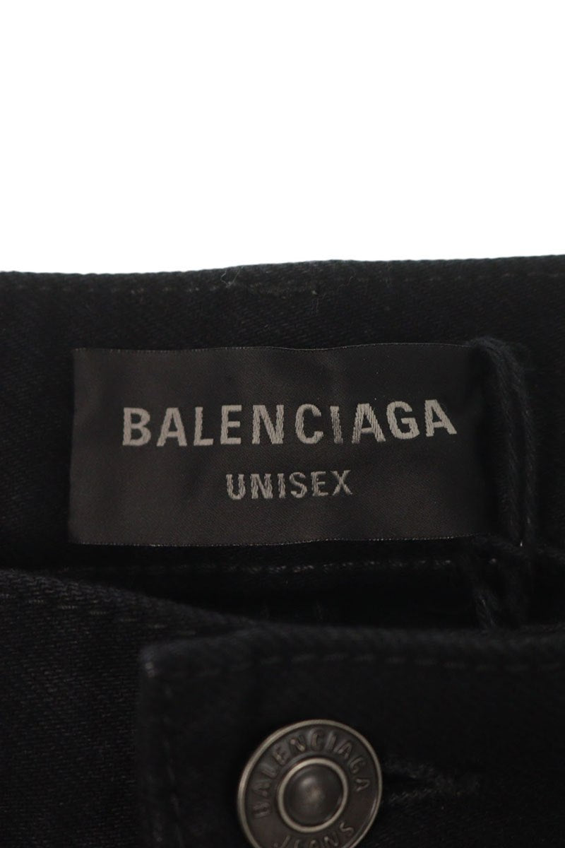 BALENCIAGA Cut-Up Damage Baggy Denim Indigo Black Size XS