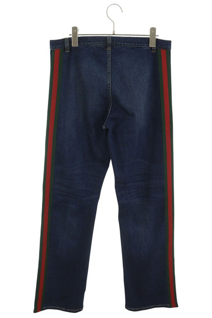 GUCCI AW26 Web Stripe Stretch Denim Jeans Blue Size 32