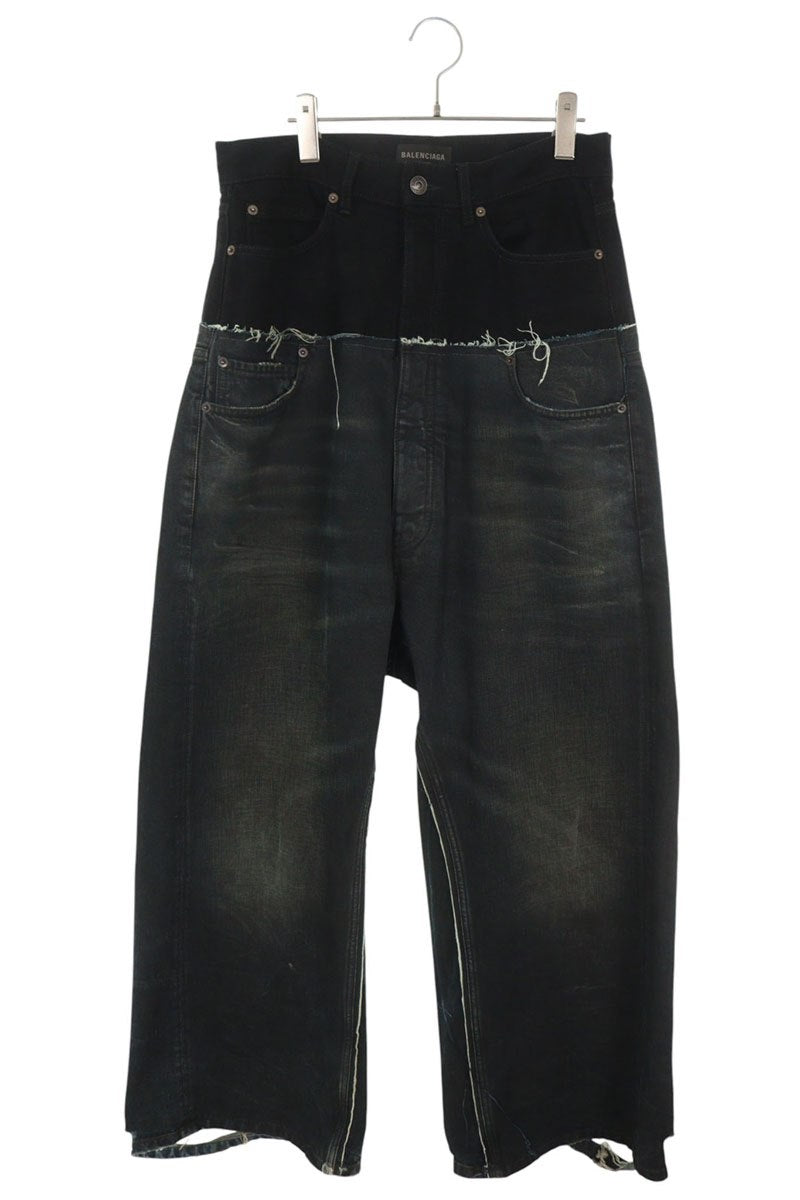 BALENCIAGA Cut-Up Damaged Baggy Denim Jeans Multi Size XS