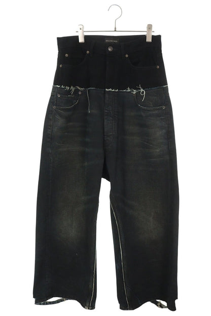 BALENCIAGA Cut-Up Damaged Baggy Denim Jeans Multi Size XS