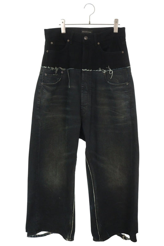 BALENCIAGA Cut-Up Damaged Baggy Denim Jeans Multi Size XS
