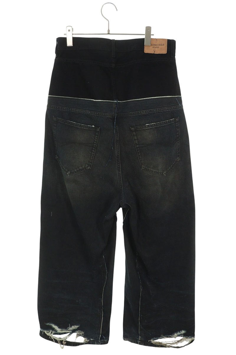 BALENCIAGA Cut-Up Damaged Baggy Denim Jeans Multi Size XS