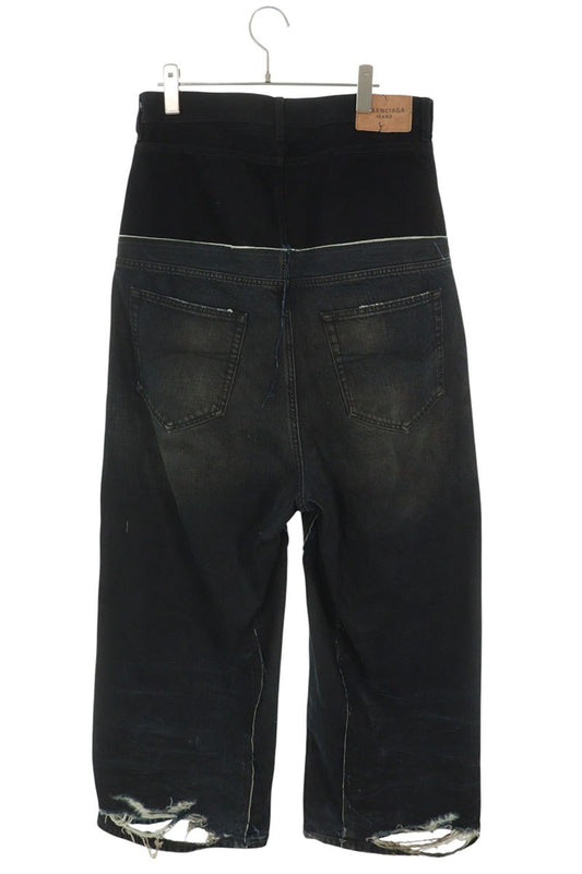 BALENCIAGA Cut-Up Damaged Baggy Denim Jeans Multi Size XS