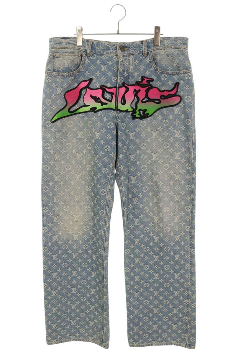 LOUISVUITTON 22SS Graffiti Monogram Baggy Denim Size 34