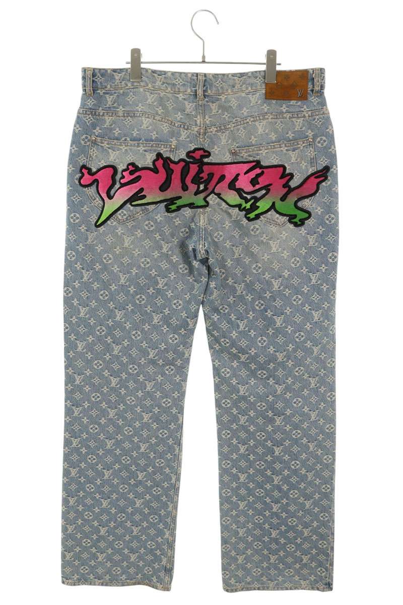 LOUISVUITTON 22SS Graffiti Monogram Baggy Denim Size 34